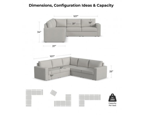 Flex 5-Seat Sectional with Wide Arm